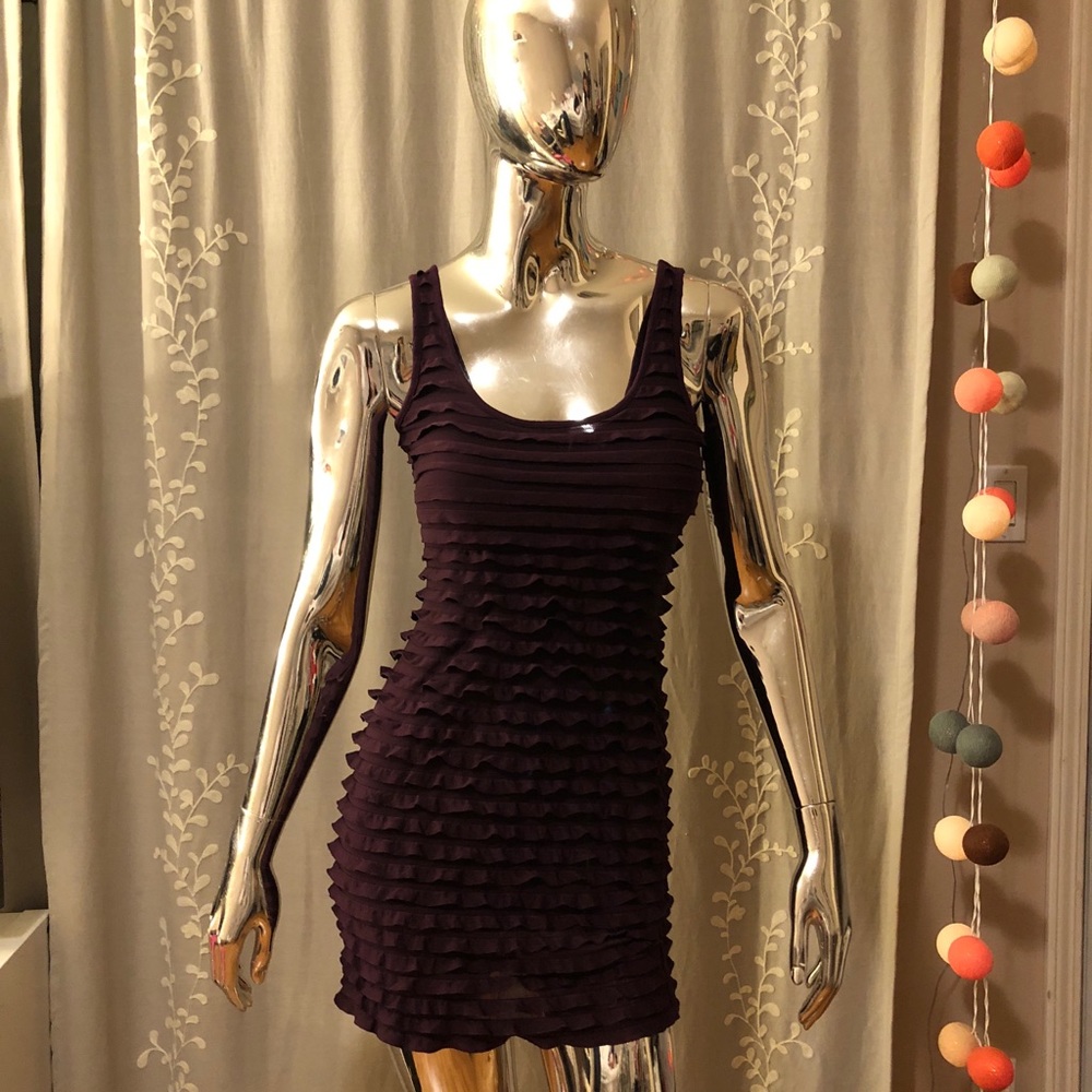 Purple Ruffle Mini Dress